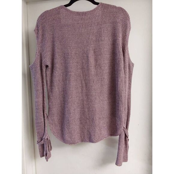 EXPRESS Cold Shoulder Long Tie Sleeves Light Amethyst Color Sweater Sz M~EUC - Picture 2 of 2